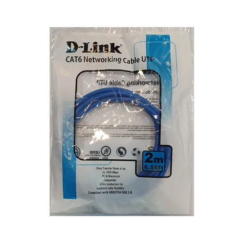کابل شبکه CAT6 دی لینک ۲ متری مدل NCB-C6UBLUR1-2
