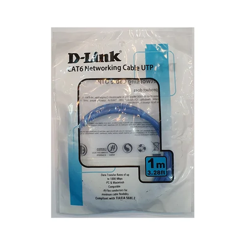 کابل شبکه  CAT6 دی لینک ۱ متری مدل NCB-C6UBLUR1-1